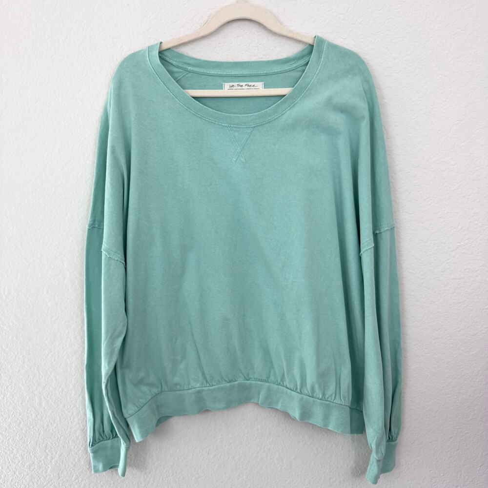 Free People We The Free Womens 213 Vintage Wash Top Size M Relax Fit Cotton Mint